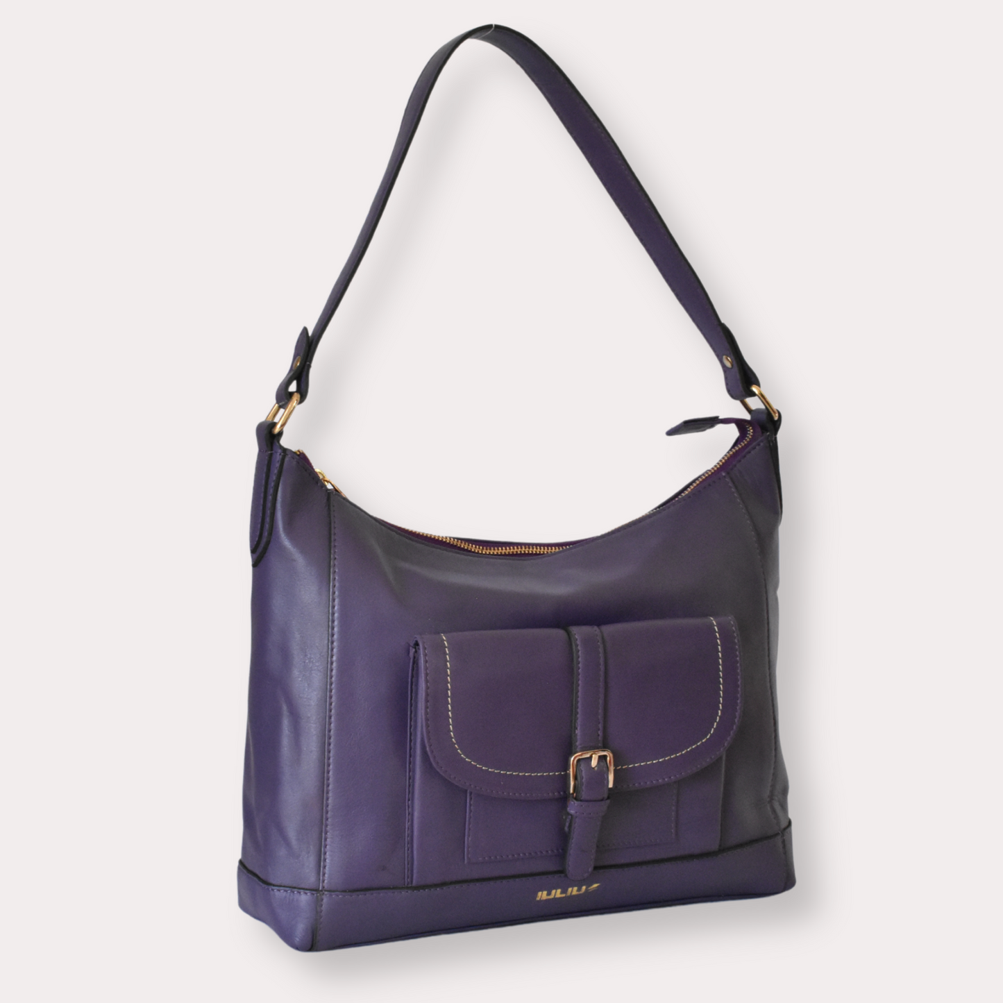 Elegante Schultertasche aus Echtleder in Violett – IULIUS